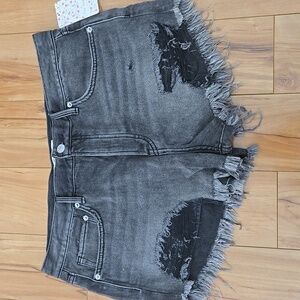 We The Free - Free People Fray Hem Black Denim Shorts Size 31